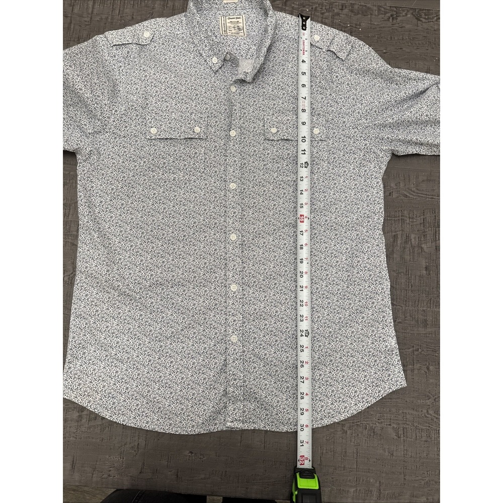 Colours Alexander Julian White Blue Shirt Micro Print Leaves Botanical Size XL - Picture 8 of 10